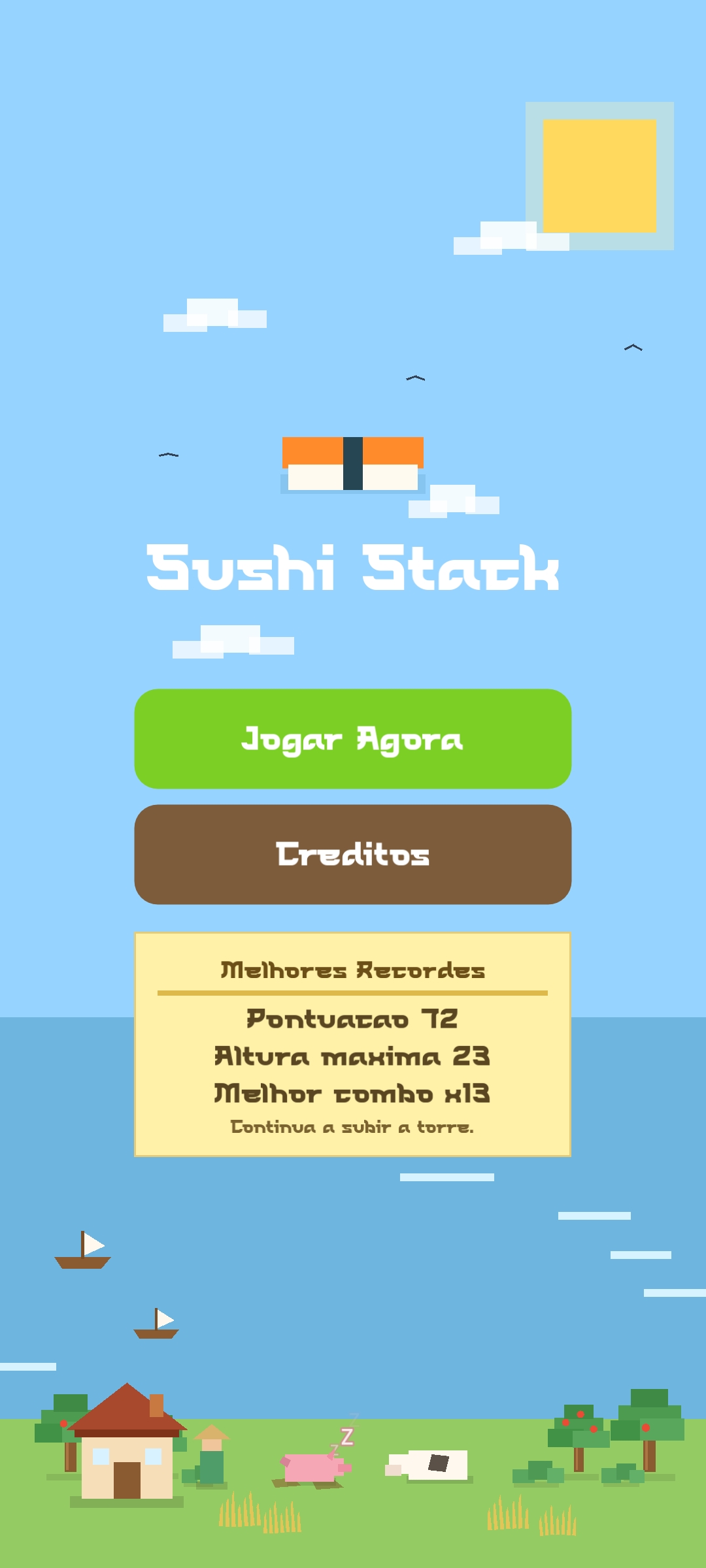 Ecrã inicial do Sushi Stack